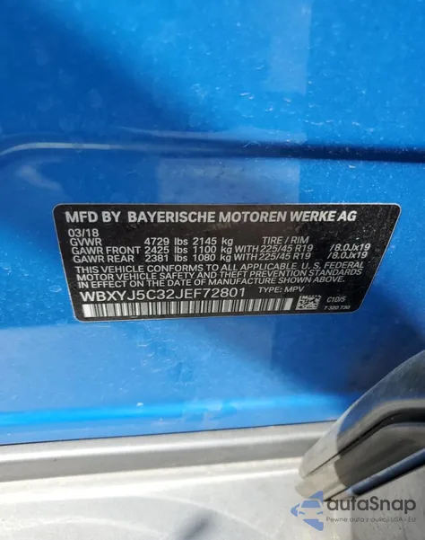 2018 BMW X2 xDrive28I из США, поврежденный, VIN WBXYJ5C32JEF72801